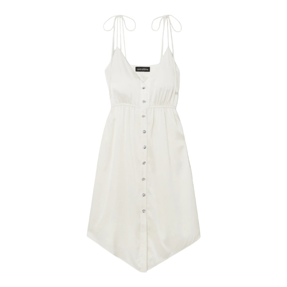 Retrofête Diane Embellished Satin Mini Dress, Size Large, White, NWT - Picture 5 of 16